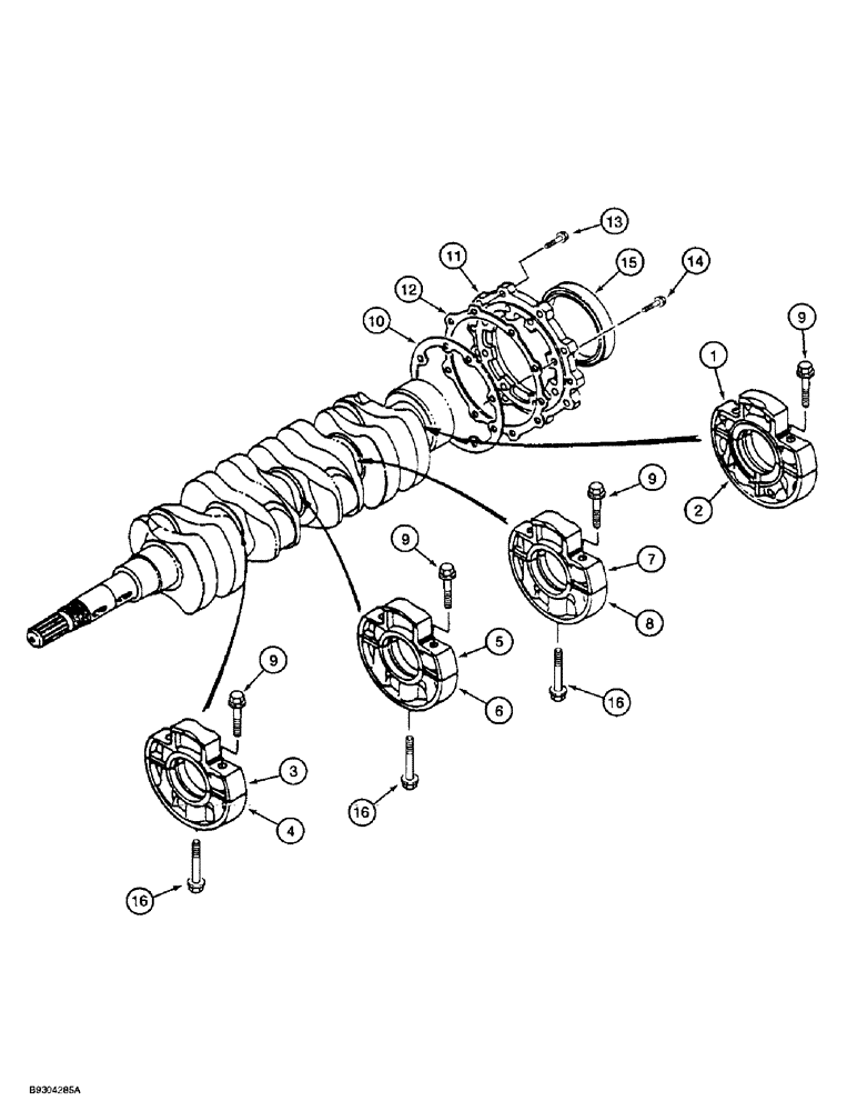 Схема запчастей Case 1838 - (2-24) - MAIN BEARING HOUSING, KUBOTA V2203 ENGINE (02) - ENGINE