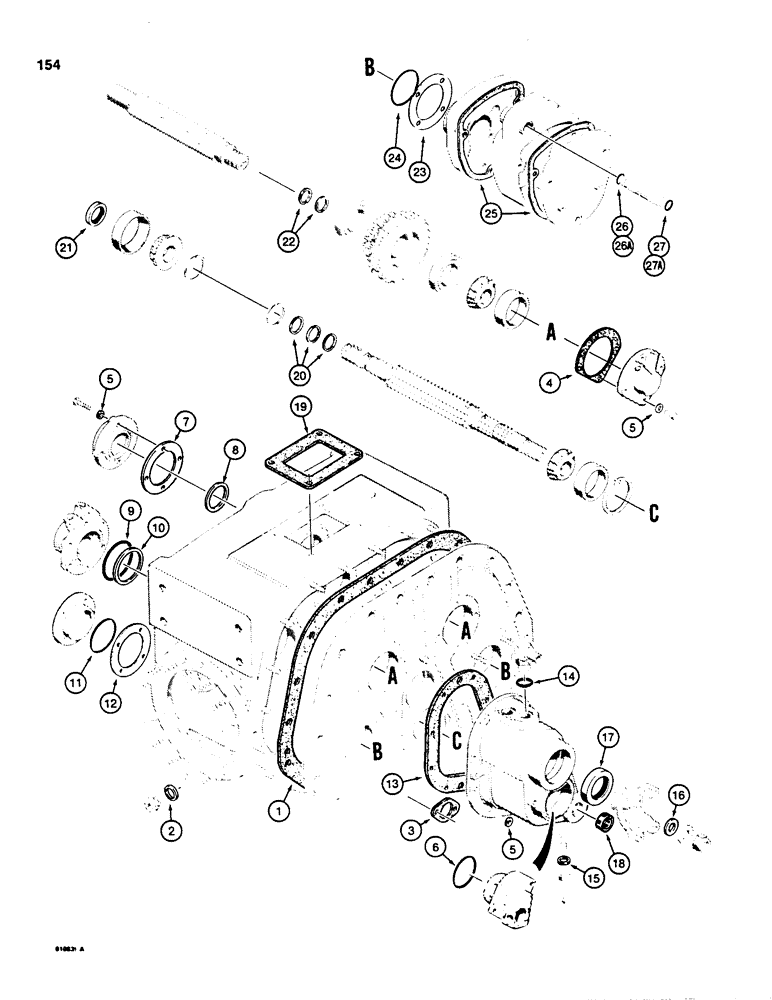 Схема запчастей Case 850C - (154) - TRANSMISSION SEAL KIT (03) - TRANSMISSION