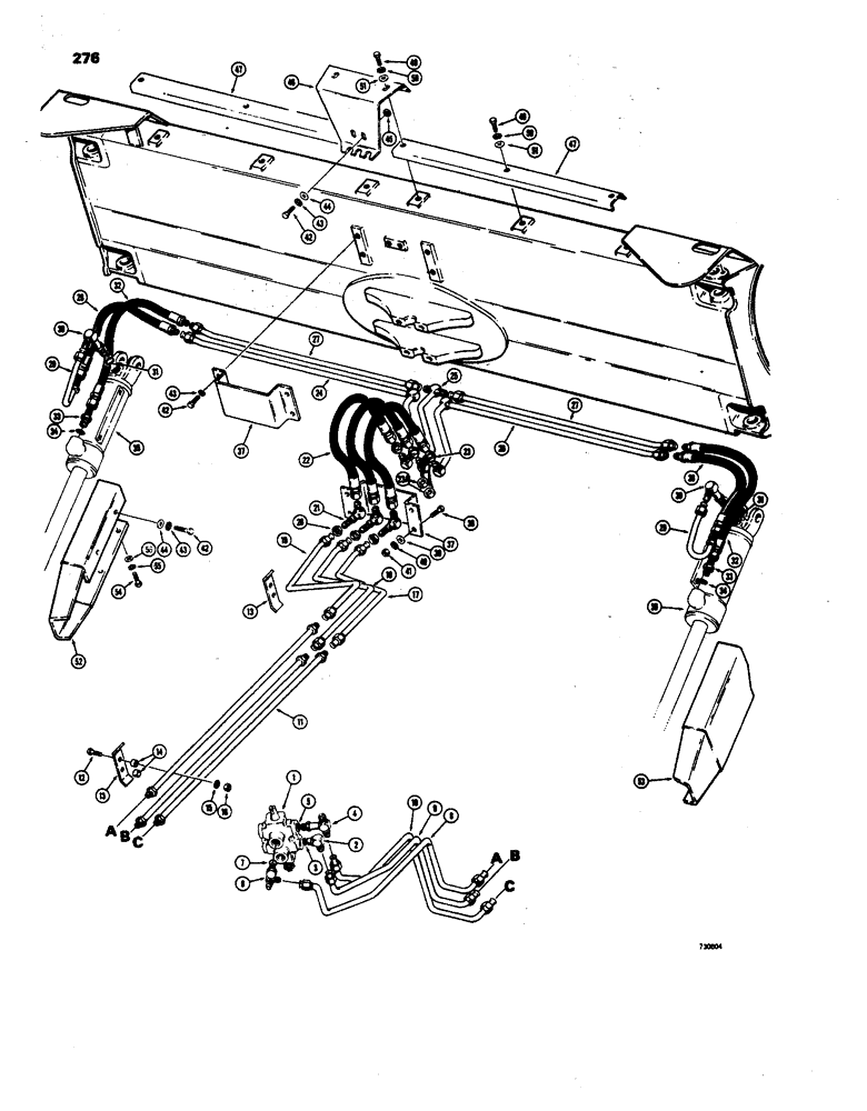 Схема запчастей Case 850 - (276) - POWER ANGLE TILT PITCH DOZER HYDRAULICS, TILT PITCH CIRCUIT- DIVERSION VALVE TO CYLINDERS (07) - HYDRAULIC SYSTEM