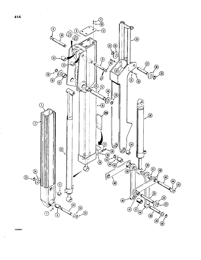 Схема запчастей Case 480C - (414) - BACKHOE EXTENDABLE DIPPER (84) - BOOMS, DIPPERS & BUCKETS