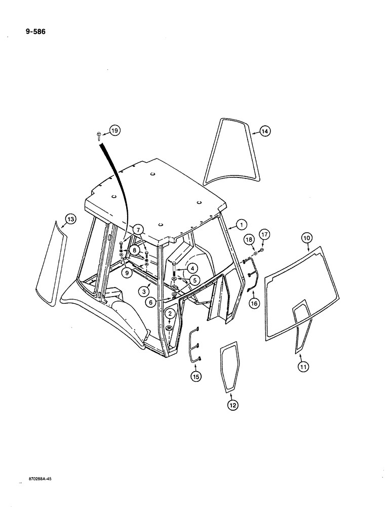 Схема запчастей Case 580K - (09-586) - ROPS CAB AND MOUNTING PARTS (09) - CHASSIS/ATTACHMENTS