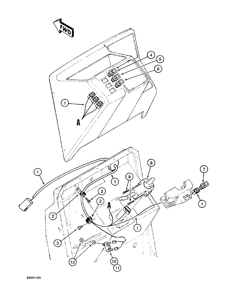 Схема запчастей Case 580SL - (4-16) - FRONT CONSOLE WIRING HARNESS AND CONNECTIONS (04) - ELECTRICAL SYSTEMS