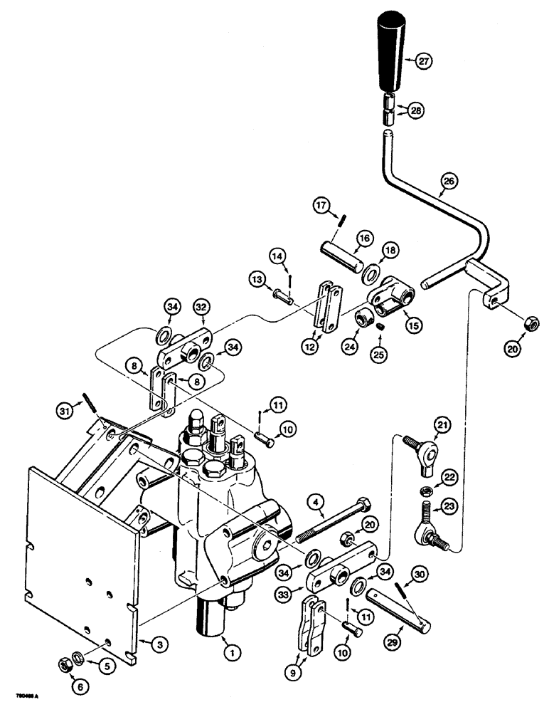 Схема запчастей Case 350B - (200) - EQUIPMENT CONTROL VALVE AND LEVERS, ONE CONTROL LEVER - TWO SPOOL VALVES DRAWBAR MODELS ONLY (07) - HYDRAULIC SYSTEM