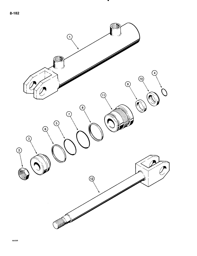 Схема запчастей Case 1835B - (8-182) - D61075 GRAPPLE CYLINDER (08) - HYDRAULICS