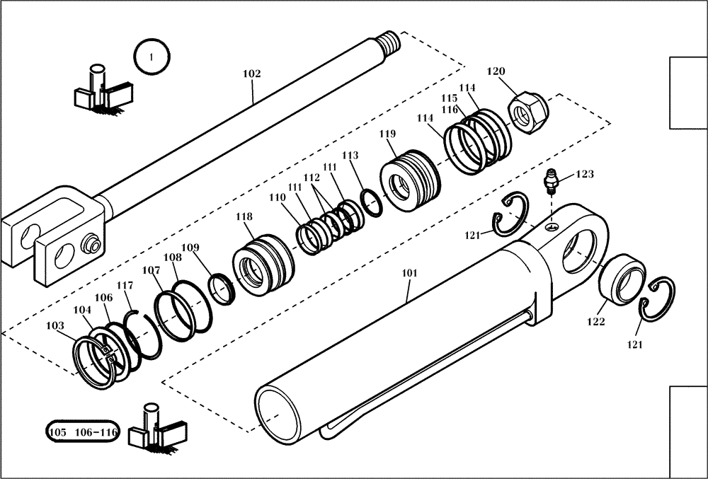 Схема запчастей Case 21D - (24.072[001]) - LIFT CYLINDER (S/N 561101-UP) No Description