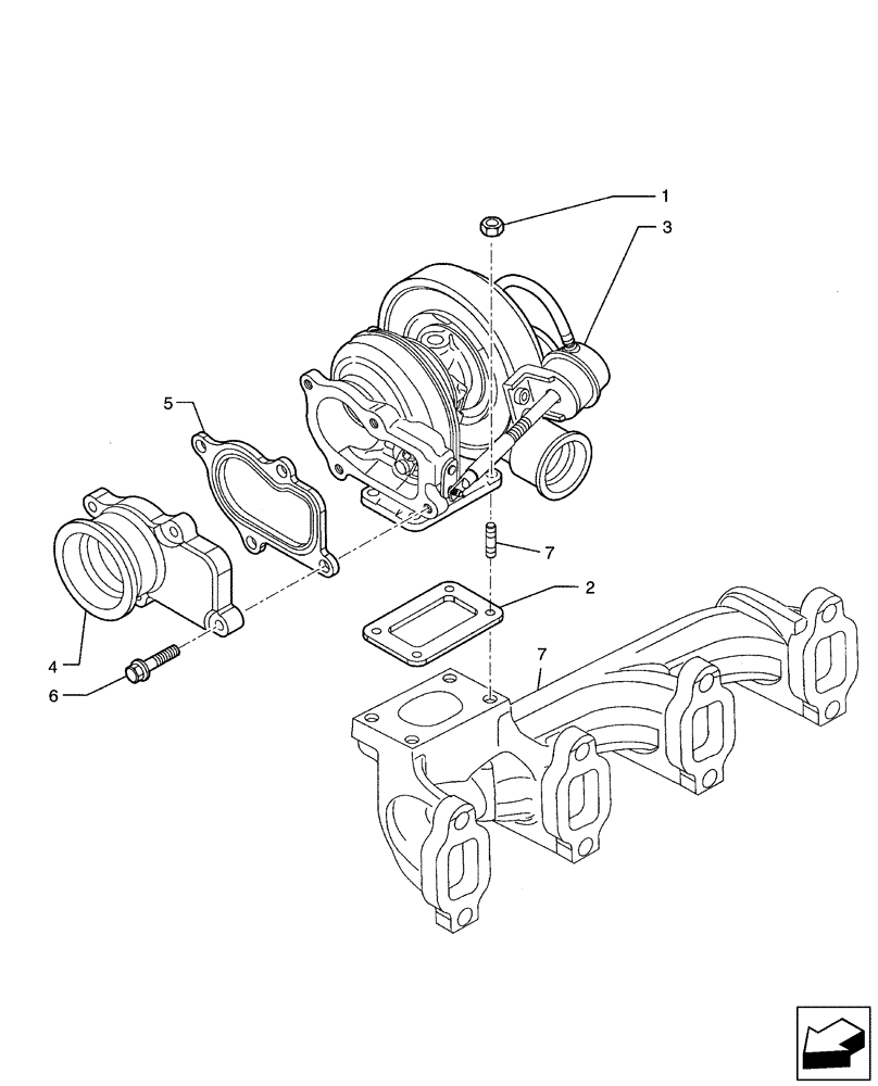 Схема запчастей Case 580SN - (10.250.05) - TURBOCHARGER (580SN, 580SN WT, 590SN) (10) - ENGINE