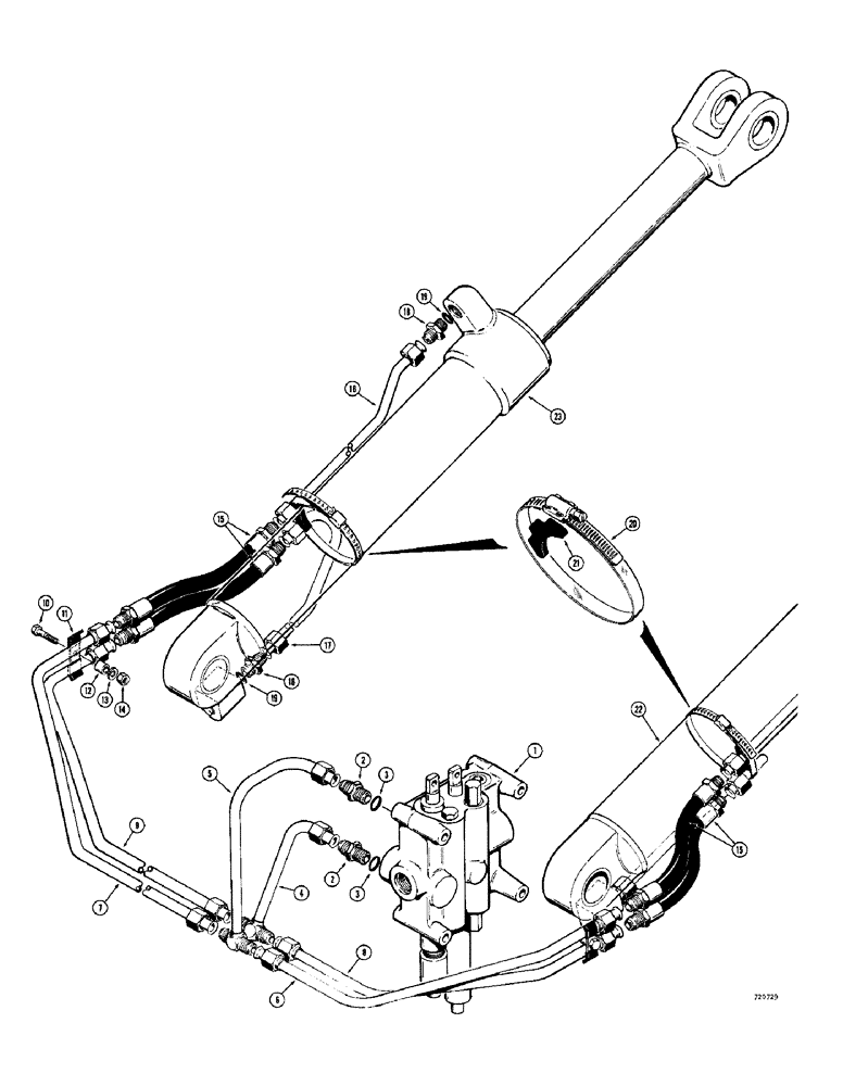 Схема запчастей Case 780 - (284) - LOADER LIFT HYDRAULIC CIRCUIT, BEFORE TRACTOR SN. 5500550 (08) - HYDRAULICS