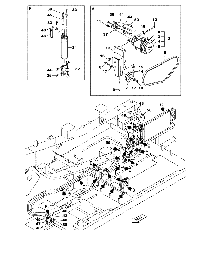 Схема запчастей Case CX470C - (09-024-00[01]) - CAB AIR CONDITIONING - FRAME (05.1) - UPPERSTRUCTURE CHASSIS/ATTACHMENTS