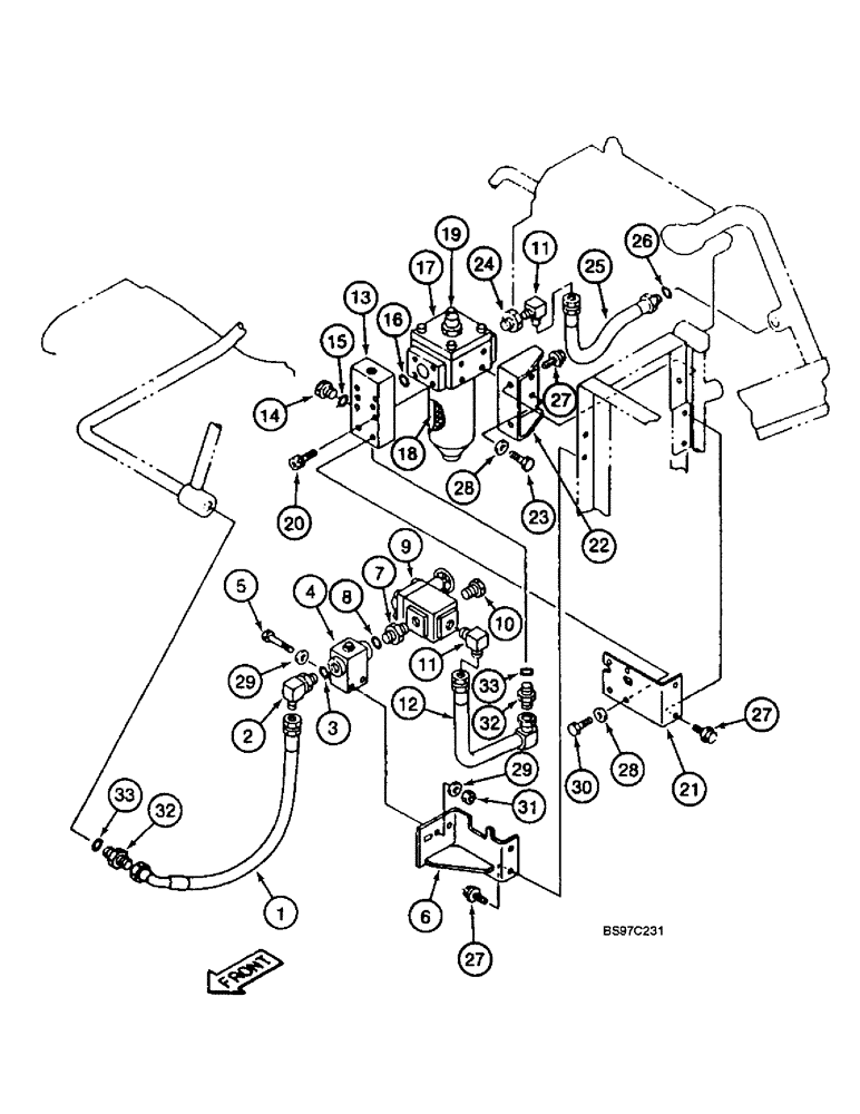 Схема запчастей Case 9045B - (8-068) - DOUBLE ACTION AUXILIARY EQUIPMENT OPTION, FILTER AND RELIEF VALVE CIRCUITS (08) - HYDRAULICS