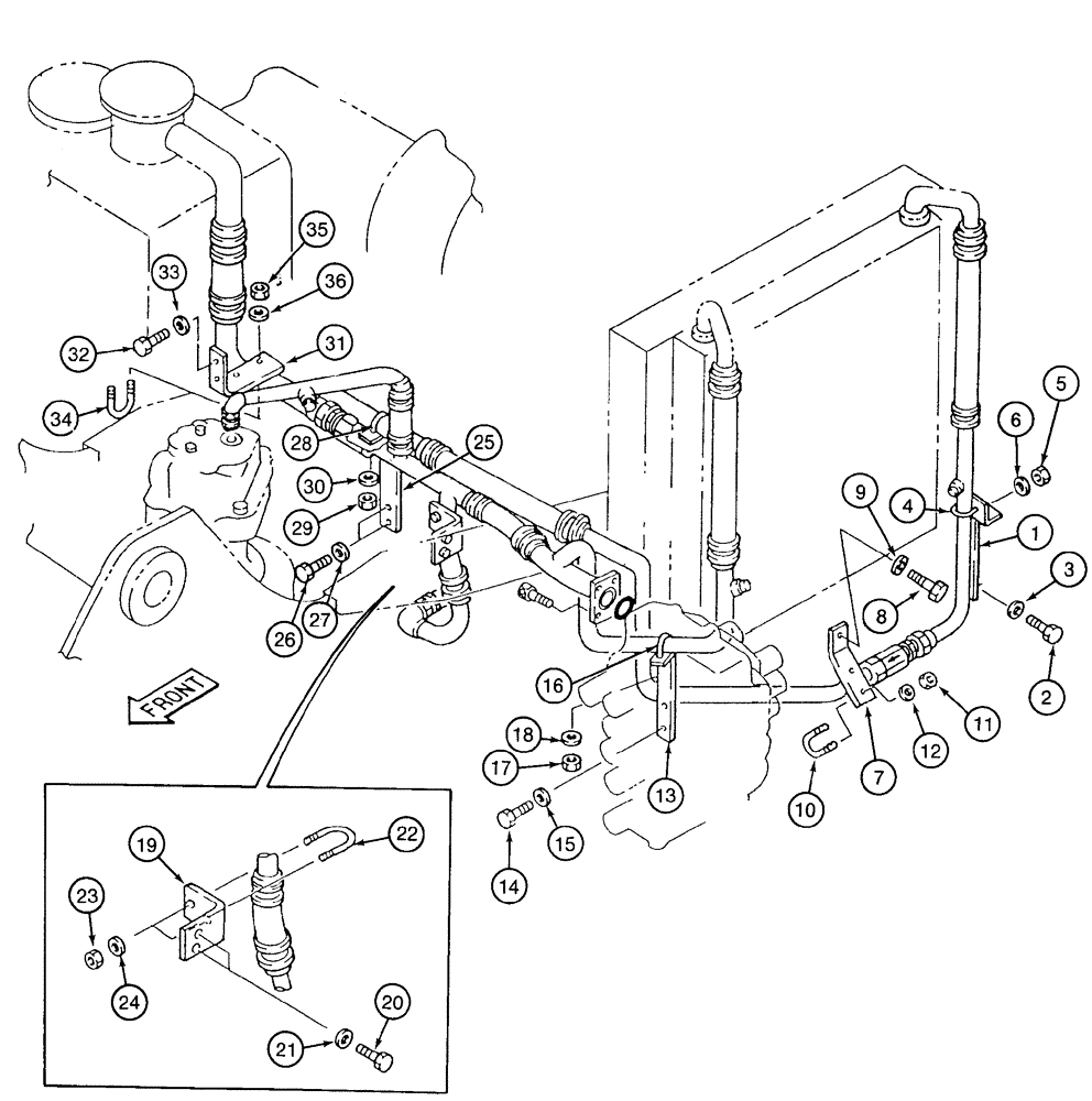 Схема запчастей Case 9020 - (8-012) - COOLING SYSTEM LINE MOUNTING COMPONENTS (08) - HYDRAULICS