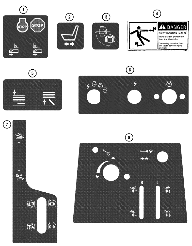 Схема запчастей Case 6010 - (09-32) - DECALS, ENGLISH (90) - PLATFORM, CAB, BODYWORK AND DECALS