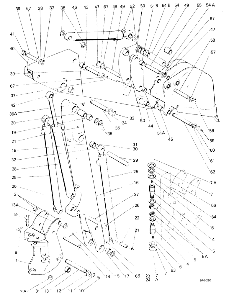 Схема запчастей Case 580F - (274) - SIDE SHIFT BACKHOE CONTROL TOWER AND BOOM (84) - BOOMS, DIPPERS & BUCKETS