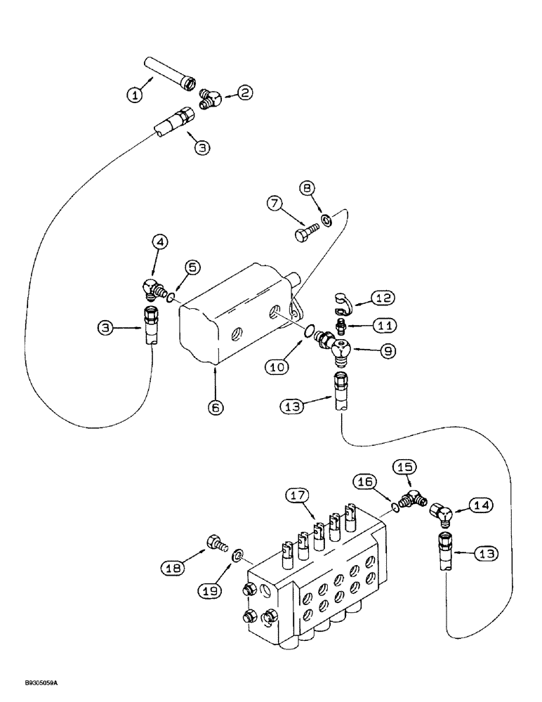 Схема запчастей Case 560 - (5-14) - REAR STEERING HYDRAULIC CIRCUIT, RESERVOIR TO DUAL PUMP, DUAL PUMP TO REAR STEERING CONTROL VALVE (05) - STEERING