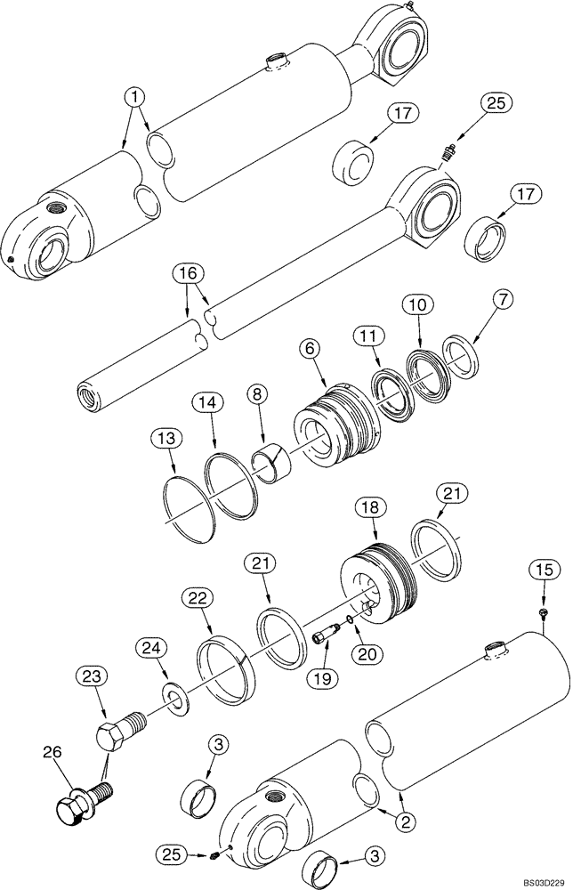 Схема запчастей Case 590SM - (08-58) - CYLINDER ASSY - BACKHOE BOOM (08) - HYDRAULICS