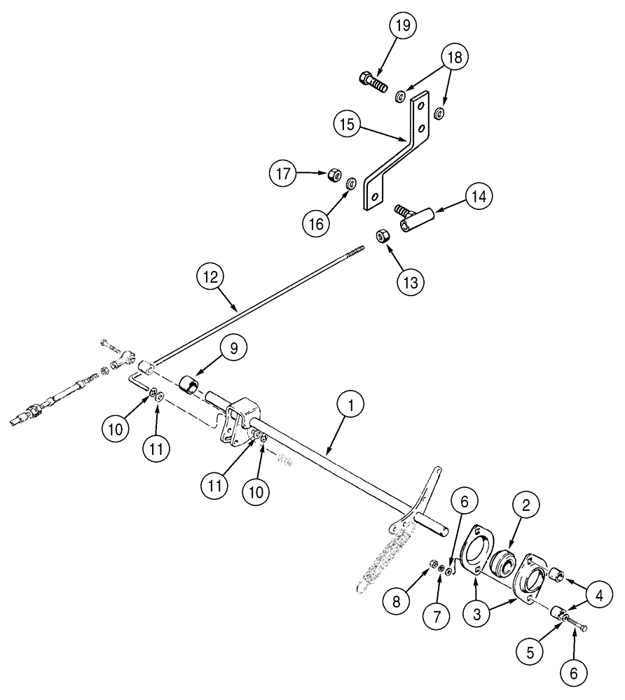 Схема запчастей Case 550H - (3-03) - CONTROLS, THROTTLE - SHAFT, CROSS AND CONTROL ROD, MODELS WITH TURBOCHARGER (03) - FUEL SYSTEM