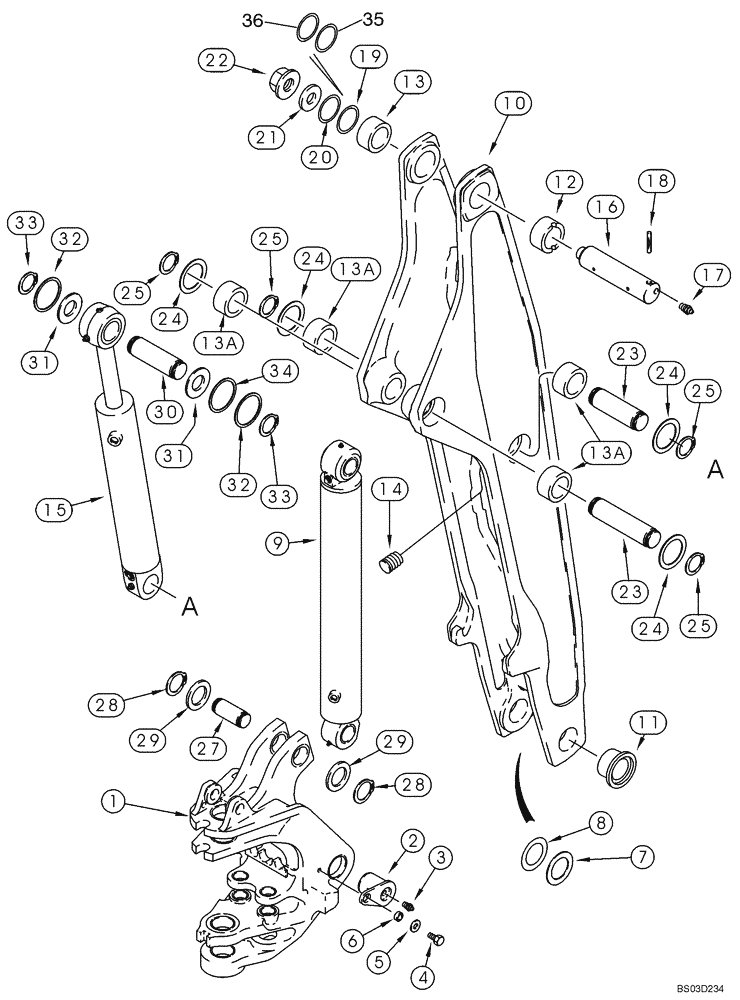 Схема запчастей Case 590SM - (09-21) - BACKHOE - BOOM AND SWING TOWER (09) - CHASSIS/ATTACHMENTS