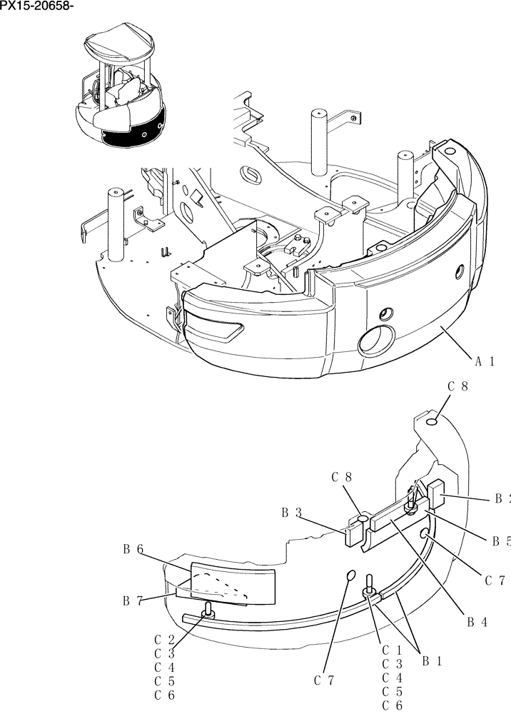 Схема запчастей Case CX50B - (016-01[1]) - COUNTERWEIGHT ASSY (39) - FRAMES AND BALLASTING