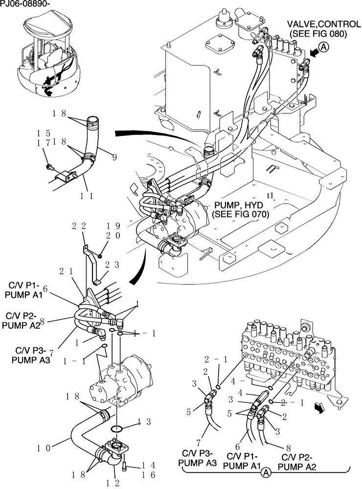 Схема запчастей Case CX50B - (092-01[1]) - HYD LINES, PUMP (35) - HYDRAULIC SYSTEMS