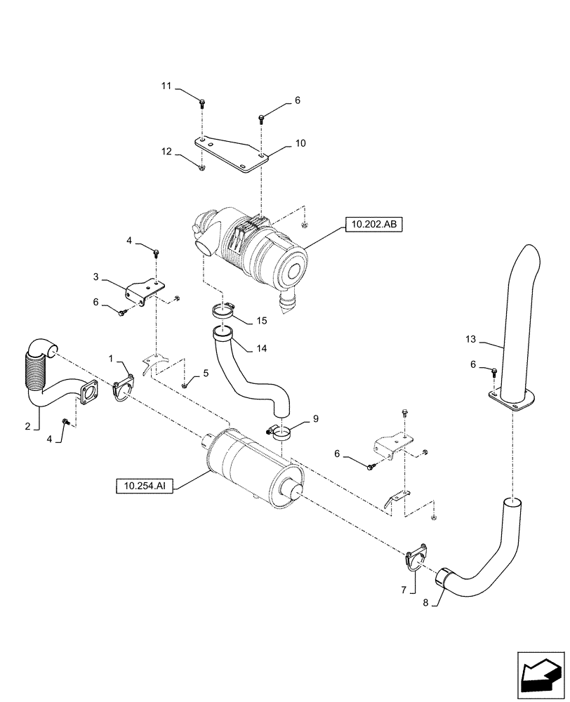 Схема запчастей Case SR130 - (10.202.AD) - ENGINE, EXHAUST SYSTEM ISM 2L NA (SR130) (10) - ENGINE