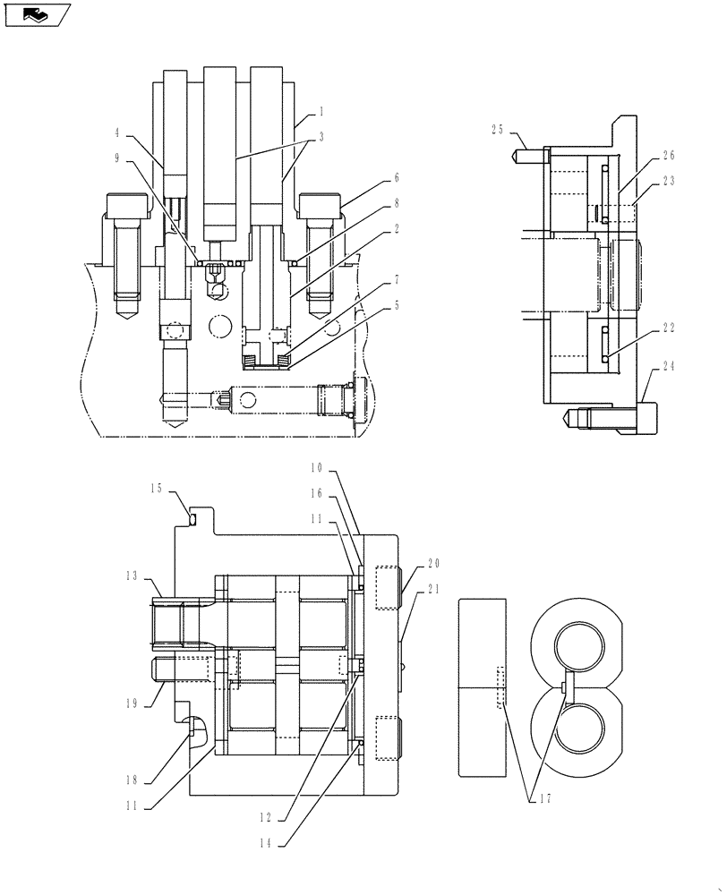 Схема запчастей Case CX55BMSR - (01-016[04]) - POWER TAKE-OFF ASSY (COOLER) (35) - HYDRAULIC SYSTEMS