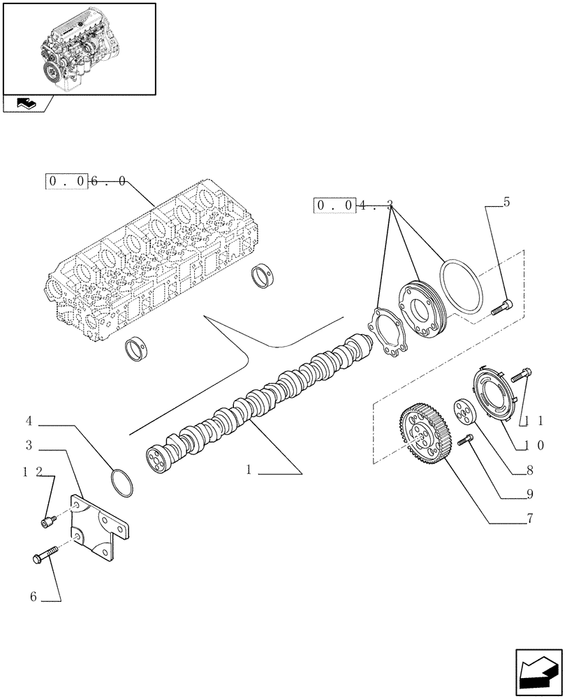 Схема запчастей Case F3BE0684N E904 - (0.12.5) - CAMSHAFT (504227216) 