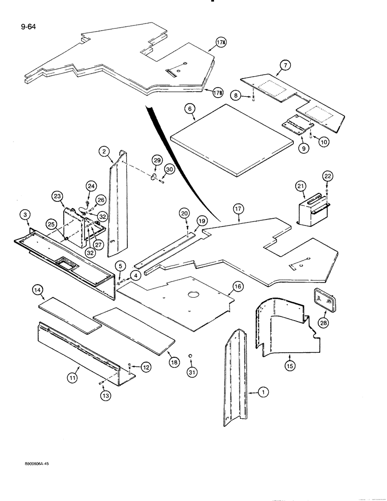 Схема запчастей Case 821 - (9-064) - CAB INTERIOR, *PRIOR TO P.I.N. JAK0024165 (09) - CHASSIS/ATTACHMENTS