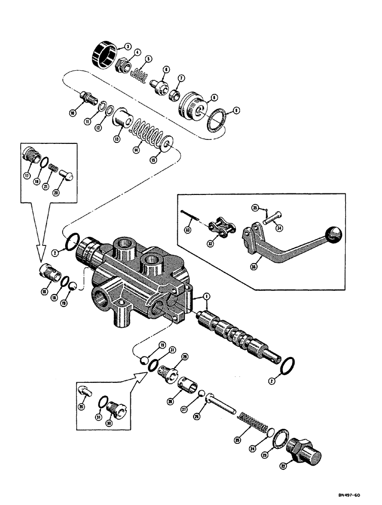 Схема запчастей Case 310E - (073) - D27049 HYDRAULIC CONTROL VALVE (07) - HYDRAULIC SYSTEM