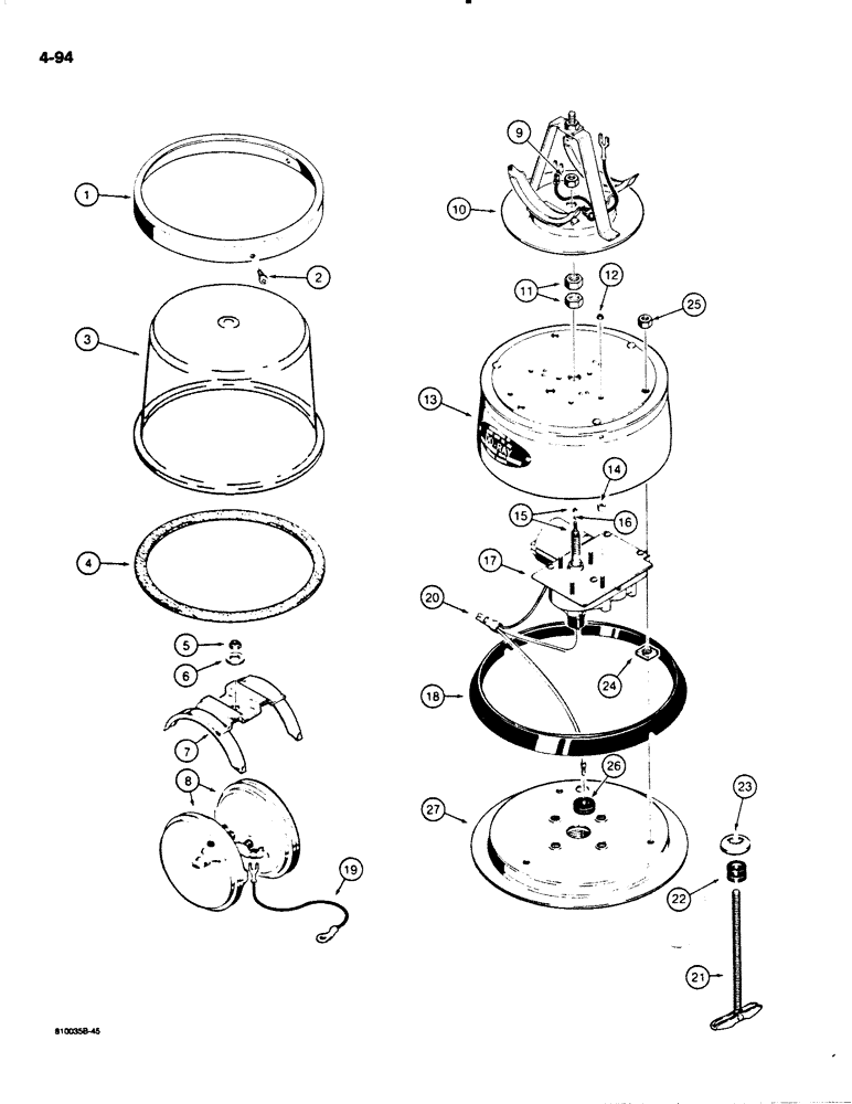 Схема запчастей Case W20C - (4-094) - ROTATING BEACON (04) - ELECTRICAL SYSTEMS