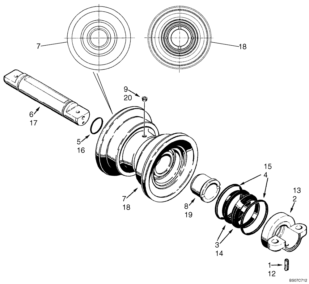 Схема запчастей Case 550H - (5-06) - TRACK ROLLER (11) - TRACKS/STEERING