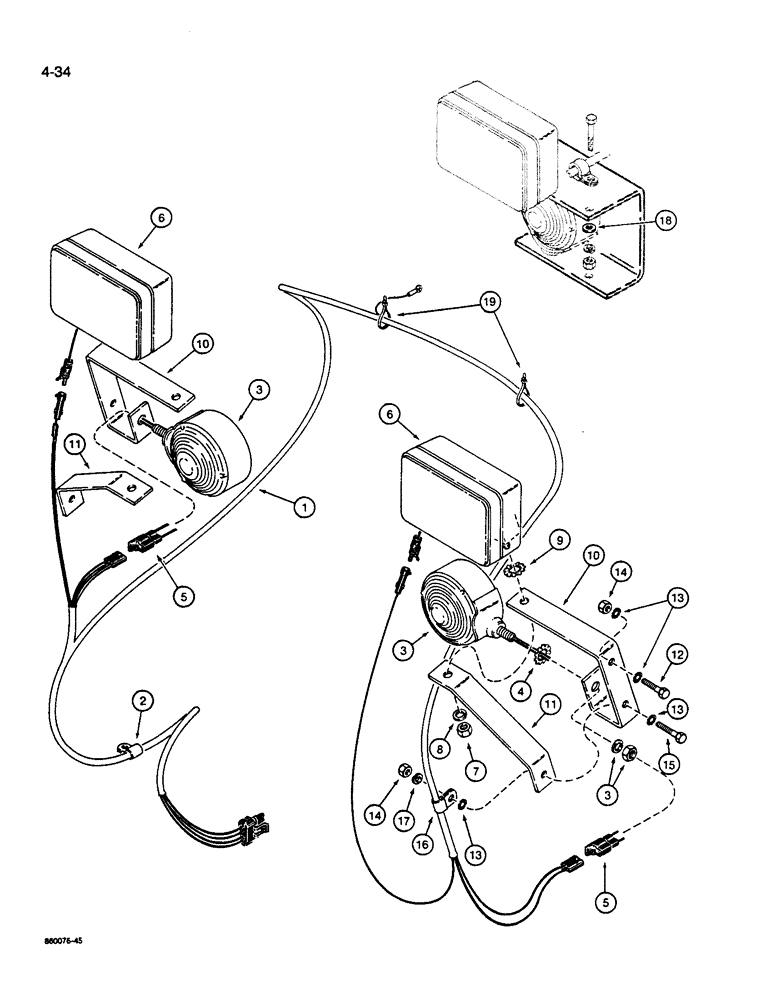 Схема запчастей Case W14B - (4-34) - REAR LAMP HARNESS (04) - ELECTRICAL SYSTEMS