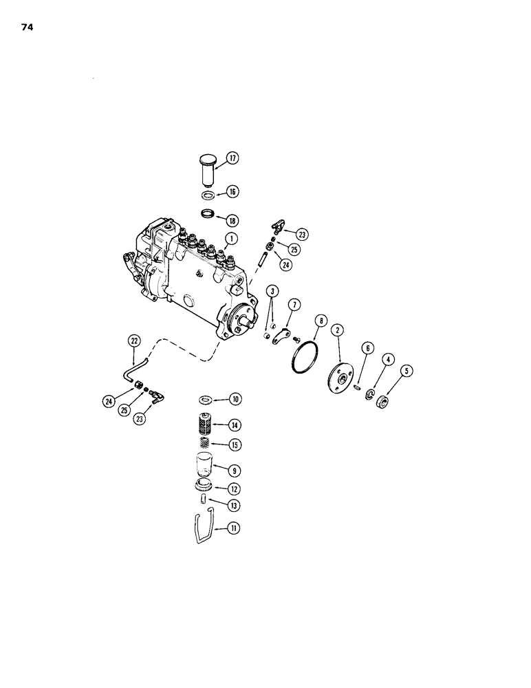 Схема запчастей Case 1150B - (074) - A138041 INJECTION PUMP, WITH LUBRICATION LINE ON OUTSIDE OF PUMP (02) - FUEL SYSTEM