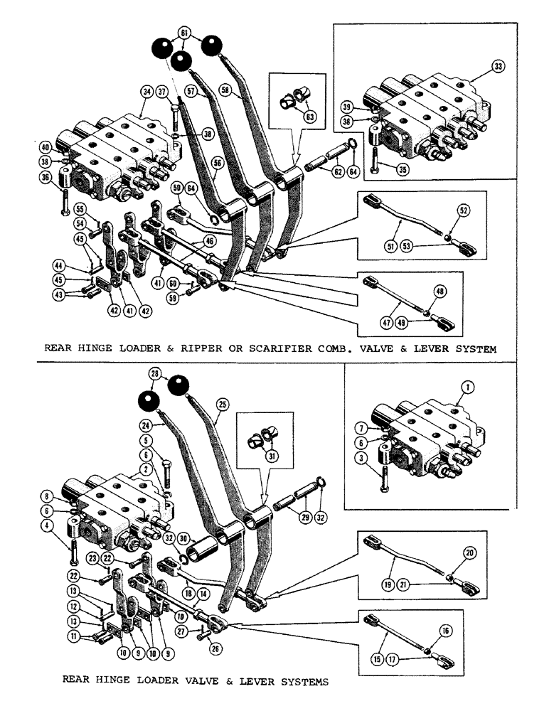 Схема запчастей Case 1000C - (222) - REAR HINGE LOADER VALVE AND LEVER SYSTEMS (05) - UPPERSTRUCTURE CHASSIS