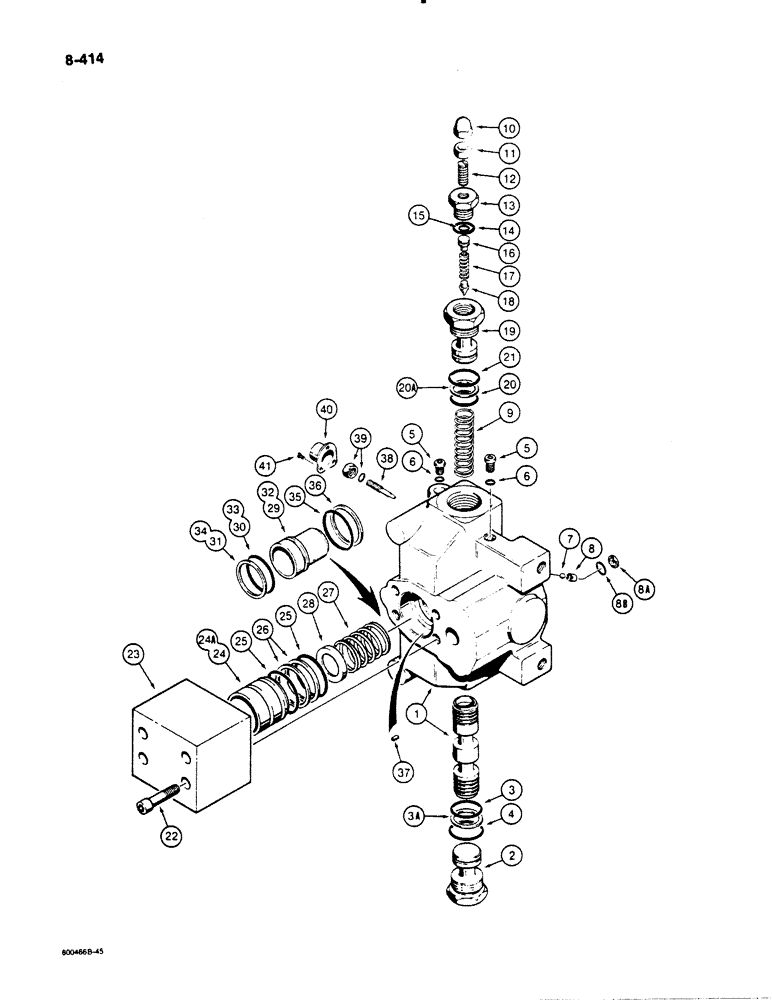 Схема запчастей Case 1455B - (8-414) - INLET-OUTLET SECTION (08) - HYDRAULICS