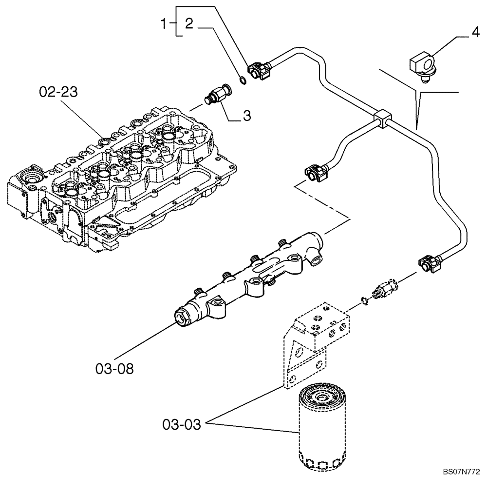 Схема запчастей Case 521E - (03-11) - FUEL INJECTION SYSTEM - DRAIN LINE (03) - FUEL SYSTEM