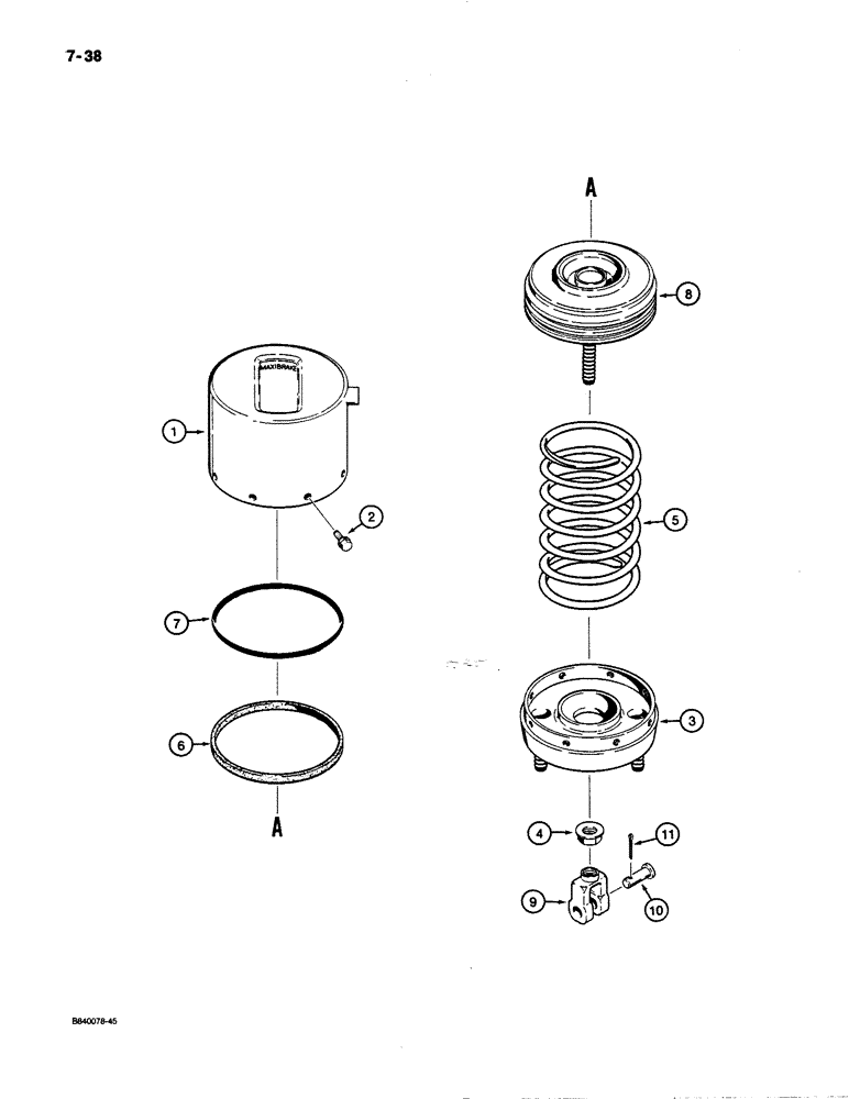 Схема запчастей Case W30 - (7-38) - L112239 PARKING BRAKE ACTUATOR (07) - BRAKES