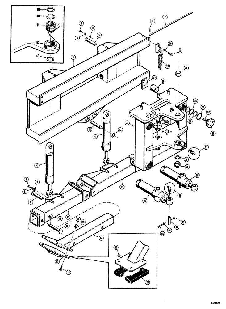 Схема запчастей Case 33S - (008) - SIDE SHIFT FRAMES AND STABILIZERS 