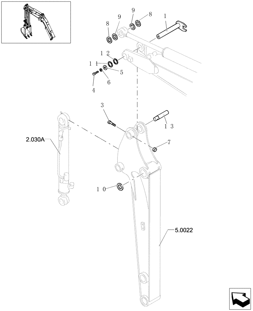 Схема запчастей Case CX31B - (2.003[03]) - ARM ASSEMBLY - LONG (84) - BOOMS, DIPPERS & BUCKETS