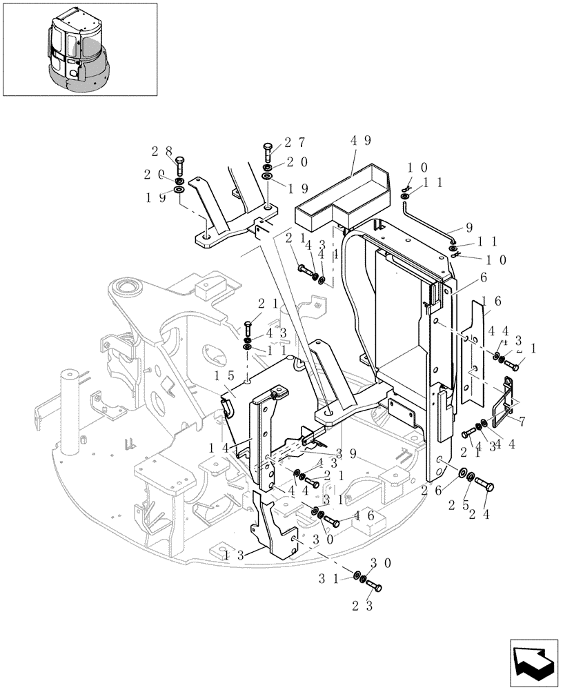 Схема запчастей Case CX27B - (1.300[04]) - GUARDS - CAB (01) - Section 1