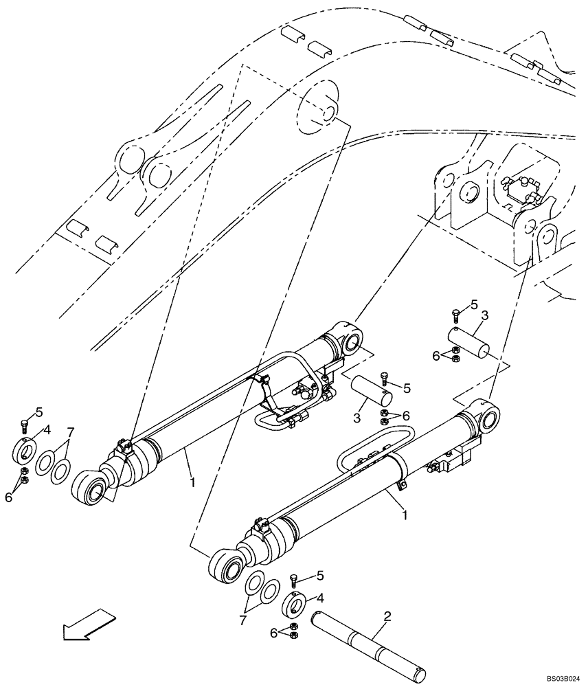 Схема запчастей Case CX240 - (09-37A) - BOOM CYLINDER MOUNTING - MODELS WITH LOAD HOLD (09) - CHASSIS