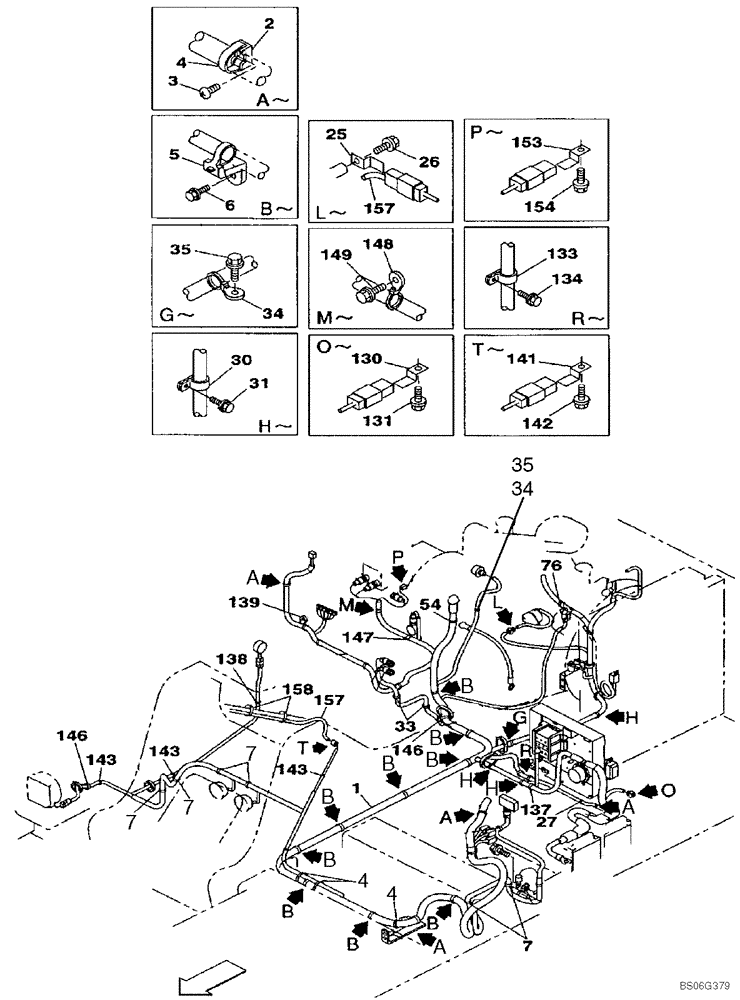 Схема запчастей Case CX240LR - (04-05A) - HARNESS, MAIN - CLAMPS AND RETAINERS (04) - ELECTRICAL SYSTEMS