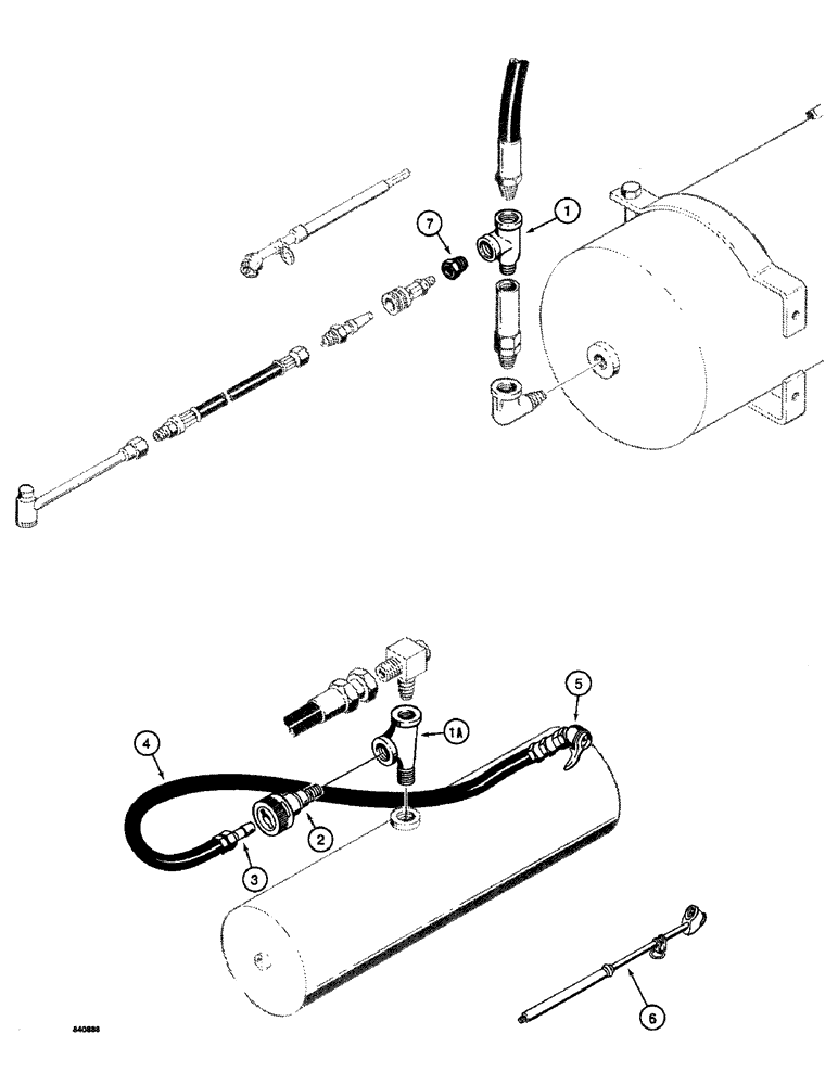 Схема запчастей Case W14 - (364) - BRAKE SYSTEM, TIRE INFLATION KIT (WITH LOOSE GAUGE - ITEM 6) (07) - BRAKES