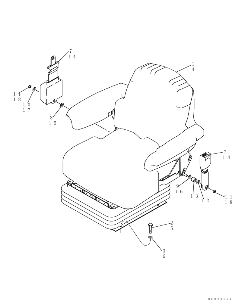 Схема запчастей Case 821C - (09-25) - SEAT, MOUNTING (09) - CHASSIS