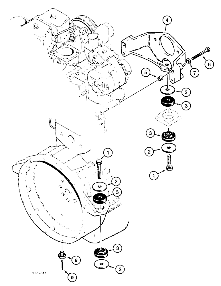 Схема запчастей Case 550E - (2-40) - ENGINE MOUNTING (02) - ENGINE