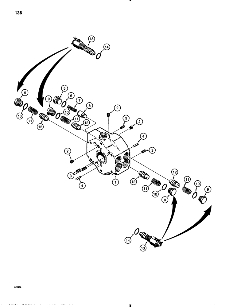 Схема запчастей Case 1845B - (136) - TANDEM PUMP ASSEMBLY, VALVE BLOCK, OPTIONAL DRIVE CIRCUIT RELIEF VALVE, ALLOWS MACHINE TO BE TOWED (06) - POWER TRAIN