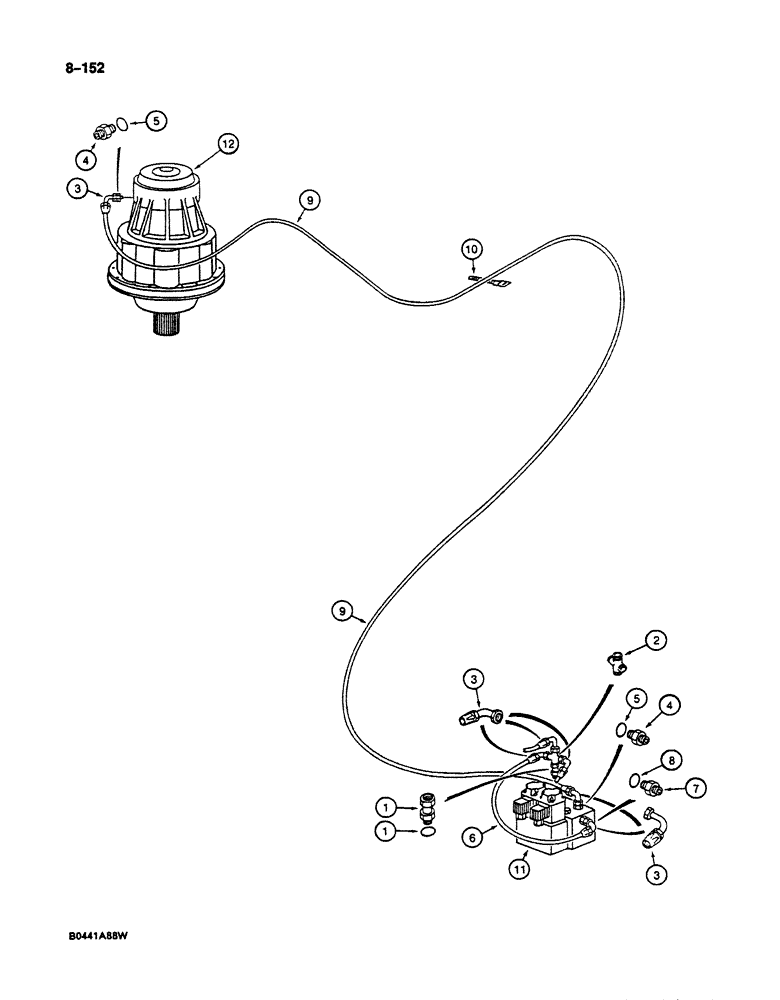 Схема запчастей Case 125B - (8-152) - HYDRAULIC CIRCUIT FOR SWING BRAKE, P.I.N. 74631 THROUGH 74844 (08) - HYDRAULICS