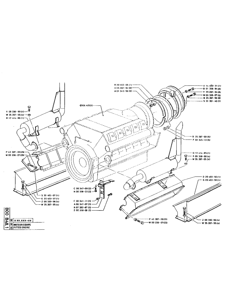 Схема запчастей Case 220 - (B-019) - FITTED ENGINE (01) - ENGINE