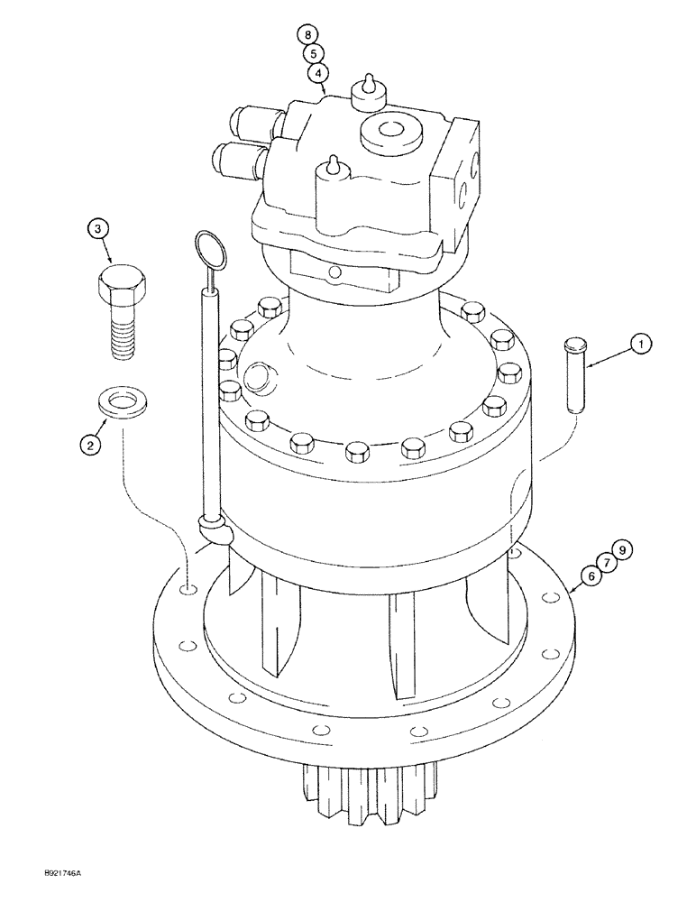 Схема запчастей Case 9030 - (8-48) - SWING MOTOR AND MOUNTING, PRIOR TO PIN DACO300273, PIN DAC0300273 AND AFTER (08) - HYDRAULICS