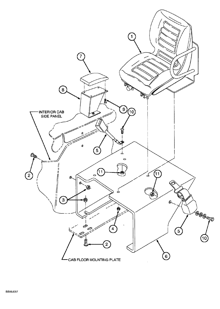 Схема запчастей Case 689G - (09-08) - SEAT MOUNTING AND BELTS (09) - CHASSIS