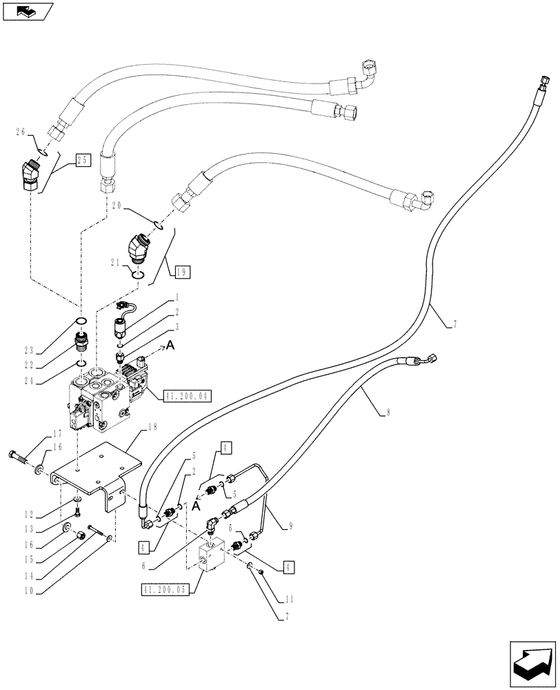 Схема запчастей Case 821F - (41.200.06[01]) - JOYSTICK STEERING, HYDRAULICS (41) - STEERING