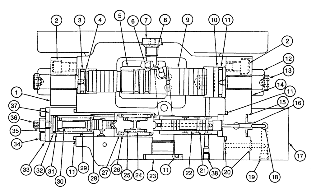 Схема запчастей Case 9040 - (8-24) - 153393A1 HYDRAULIC PUMP, FRONT AND REAR REGULATOR, HOUSING AND PISTONS (08) - HYDRAULICS